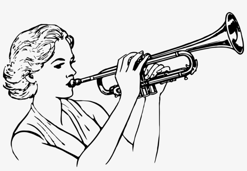 Trumpet Black And White Brass Instruments French Horns - Trumpet Black And White Clip Art, transparent png