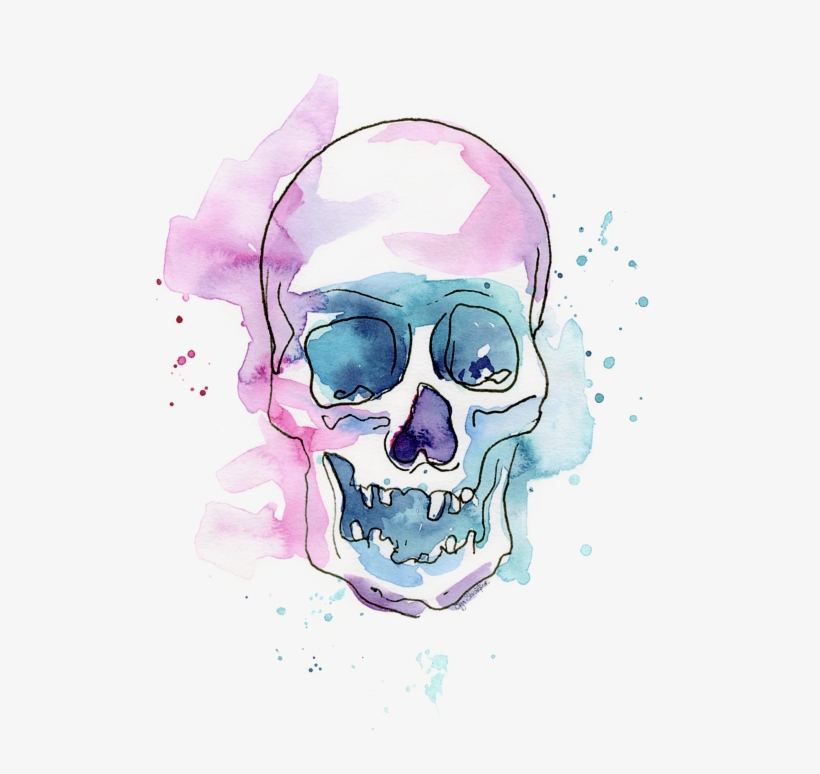 Click And Drag To Re-position The Image, If Desired - Skull Watercolor Painting, transparent png