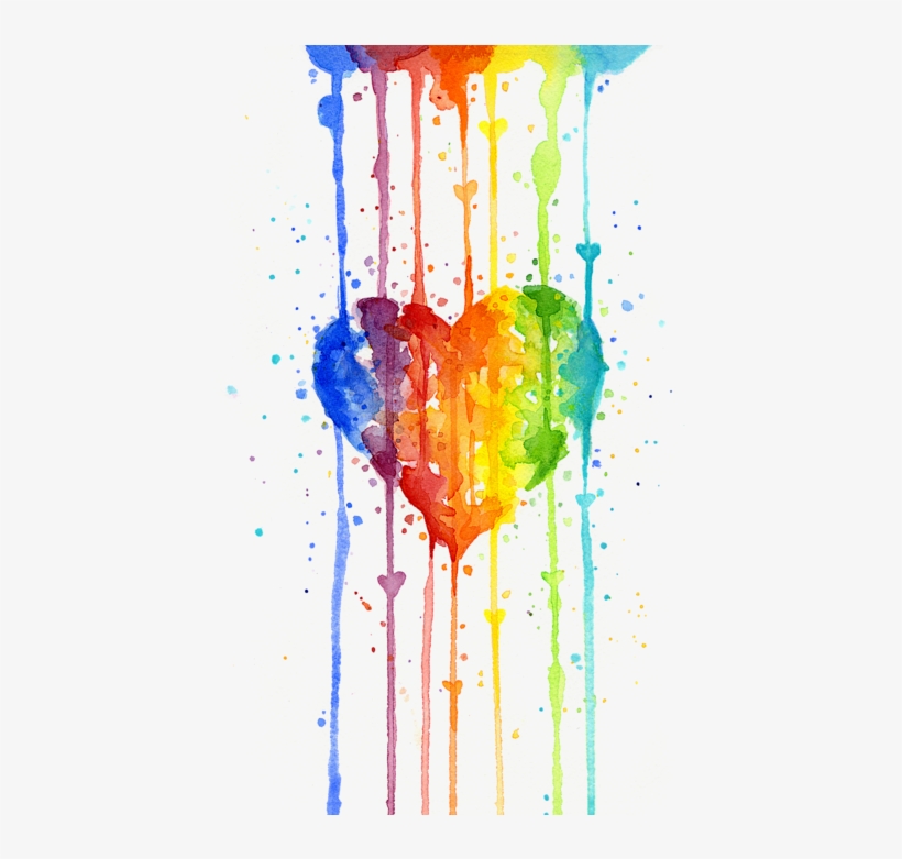 Bleed Area May Not Be Visible - Watercolor Rainbow Heart, transparent png