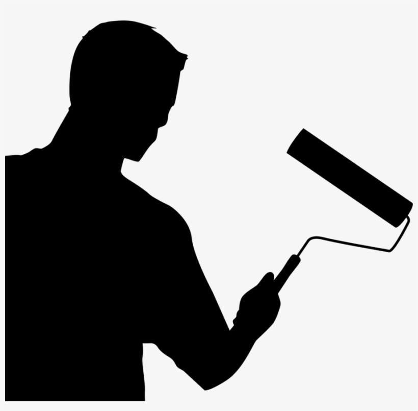 Man Painting Silhouette Clipart Painting Clip Art - Man Painting Silhouette, transparent png