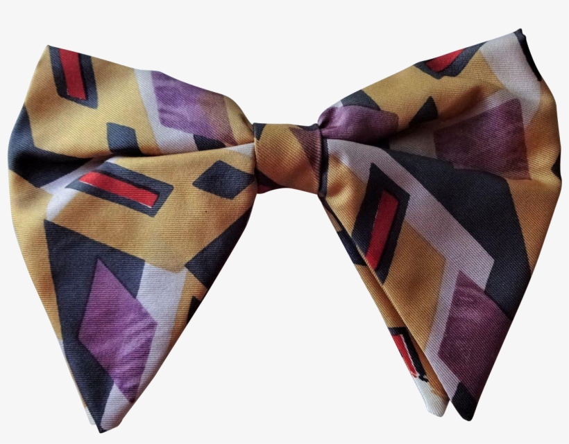 Mens Bow Tie Bowtie Vintage 1960s Rayon Geometric Graphic, transparent png