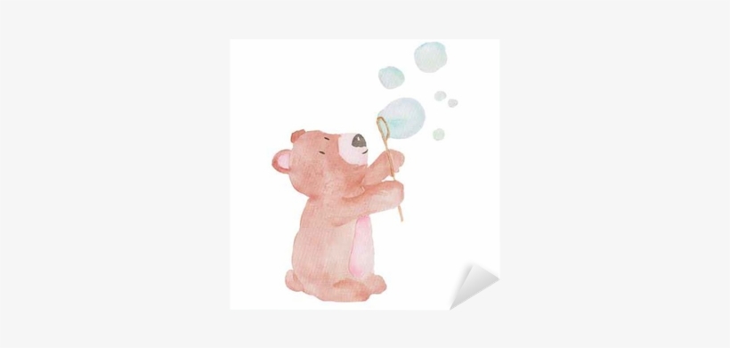 Bear Cute Animal Watercolor Illustration Bubbles Water - Illustration, transparent png