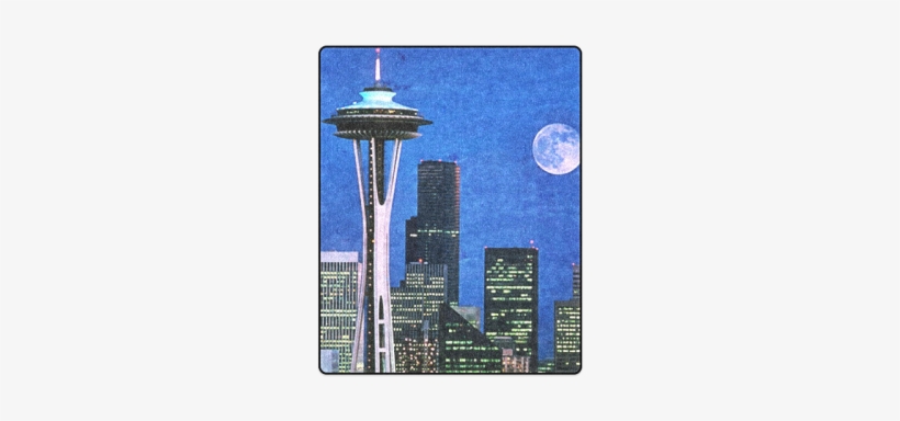 Seattle Space Needle Watercolor Blanket - Blue Seattle Blue Seattle Blue Seattle 60" Curtains, transparent png