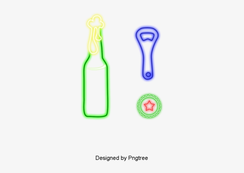 Summer Cool Drinks Beer Cartoon Neon Pattern, Beer, - Beer, transparent png