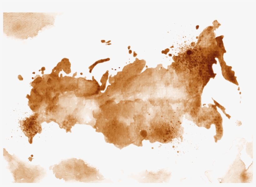 Watercolor Map Russia Brown Map, transparent png