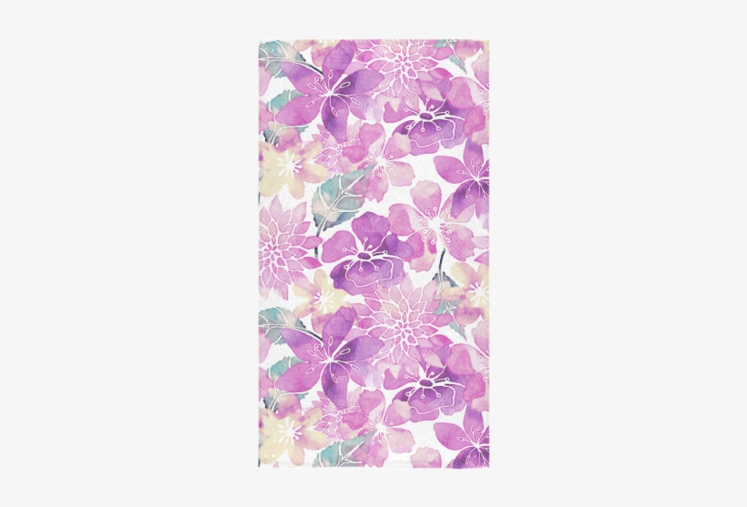 Pastel Watercolor Flower Pattern Bath Towel - Purple Watercolor Heart Png, transparent png