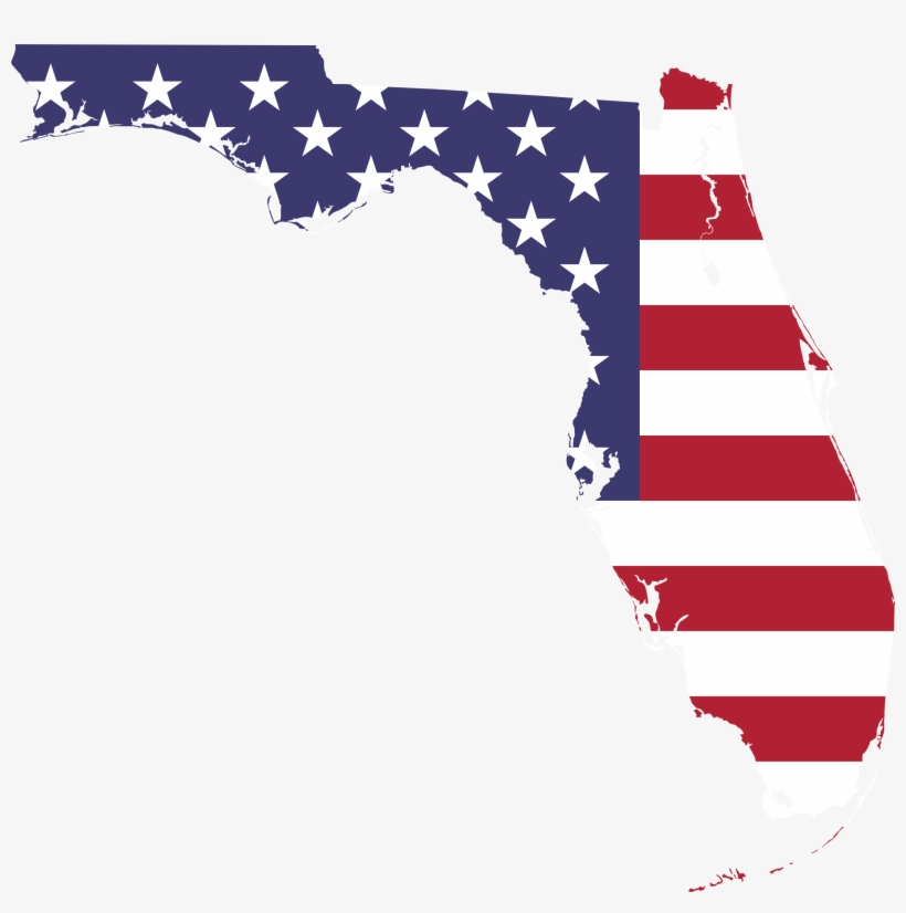 America Map Big Image Png - Florida With American Flag, transparent png