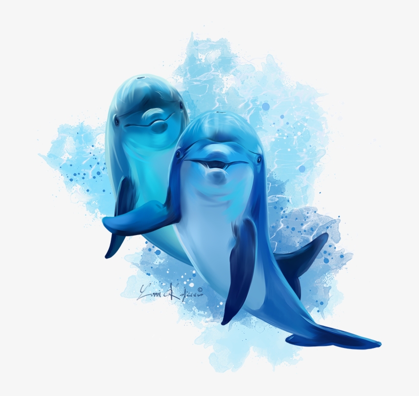 Dolphins - Watercolor Painting, transparent png