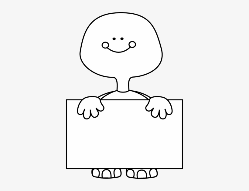 Black And White Black And White Turtle Holding A Blank - Boy Holding A Board Black And White, transparent png