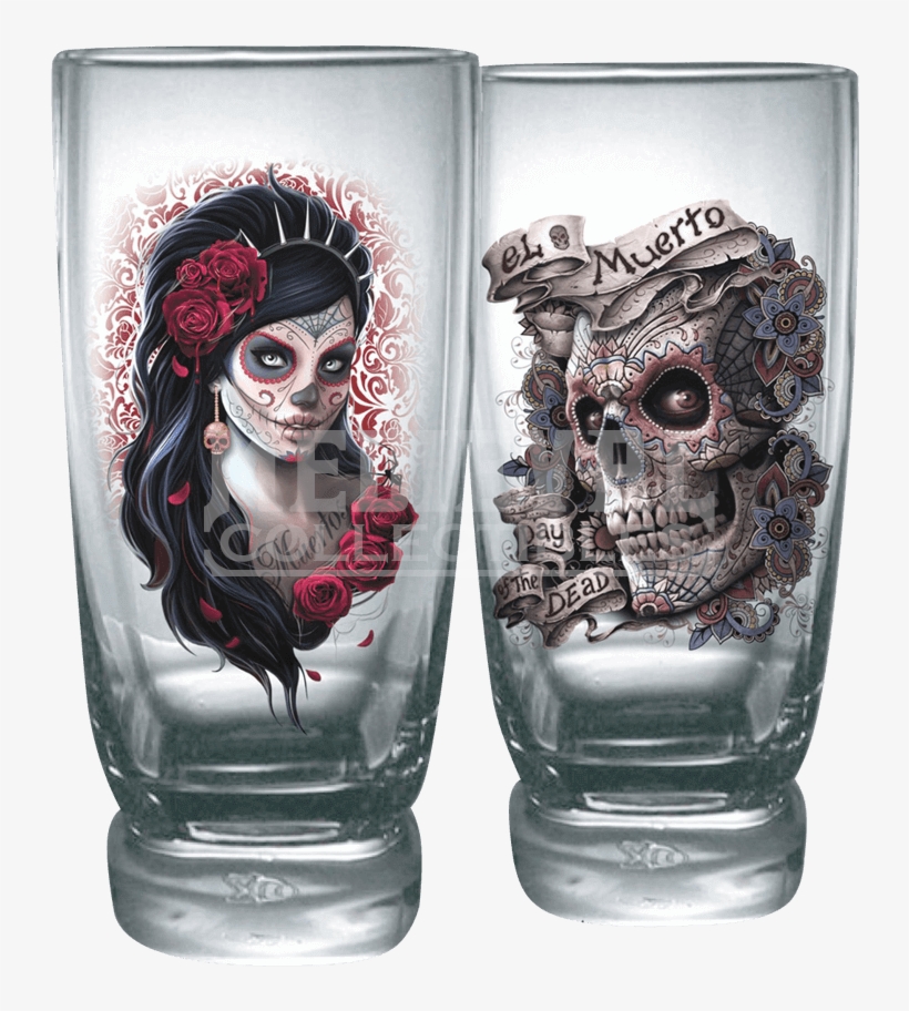 Day Of The Dead Water Glass Set - Day Of The Dead Glassware 208047, transparent png