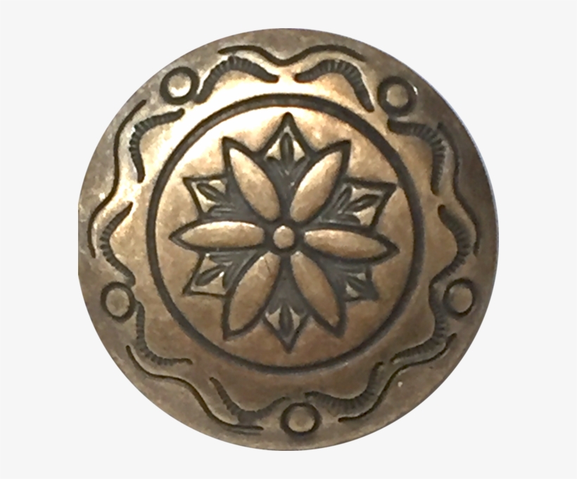 Floral Concho Button, 7/8" Southwest Style Antique - Emblem, transparent png