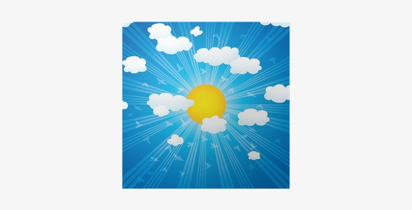Vector Clouds, Sun Rays And Flying Birds In The Sky - Cloud, transparent png