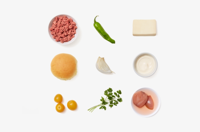 Fontina Cheeseburgers With Cilantro & Tomato Salad - Hamburger, transparent png