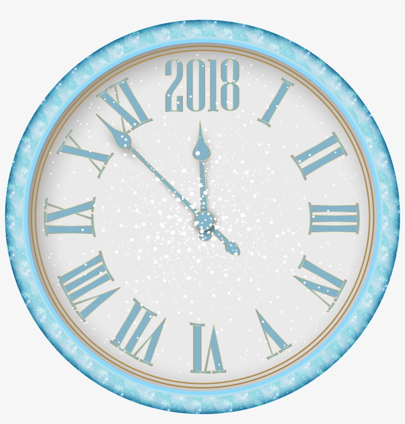 2018 New Year Snowy Clock Png Clip Art - Old Clock Numbers, transparent png