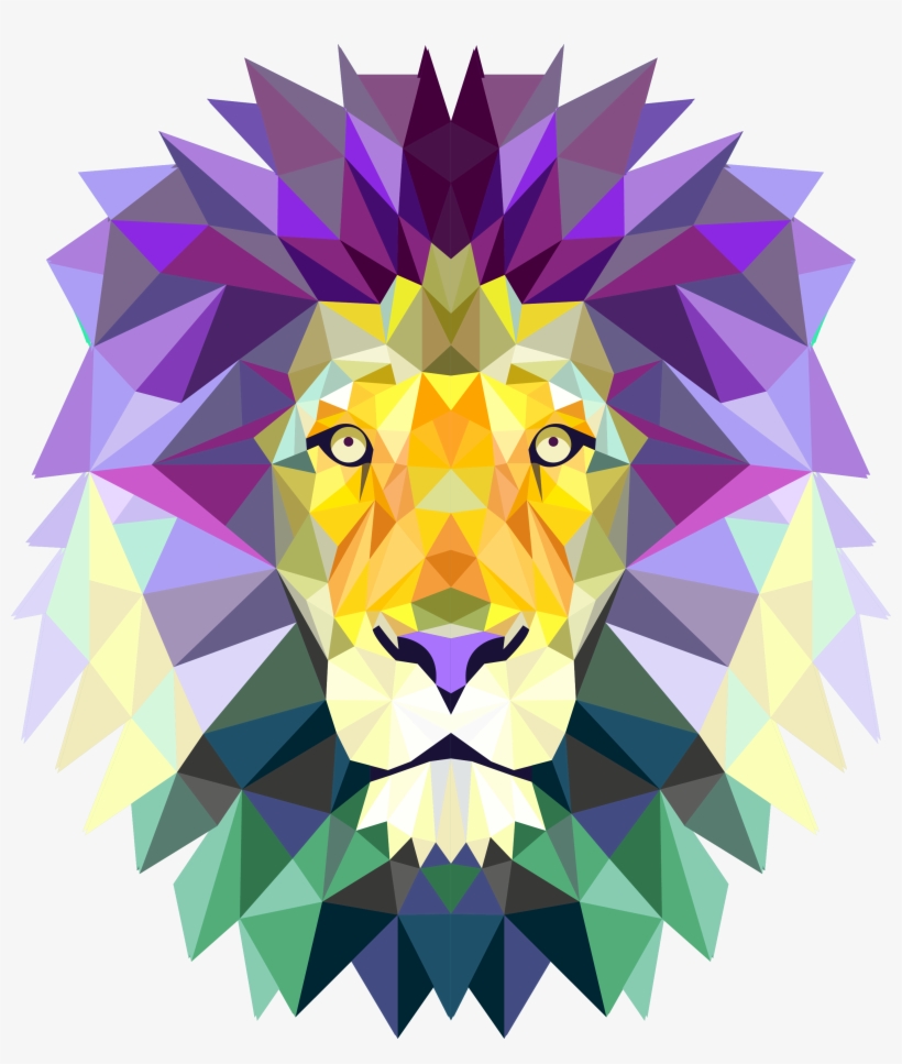 Kratos - Triangle Colorful Lion Head Shower Curtain, transparent png