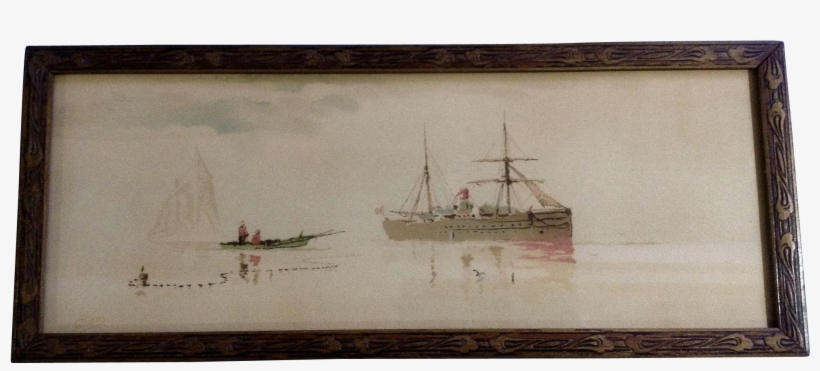 Vattero, 19th Century Chromolithograph Italian School - Victory Ship, transparent png