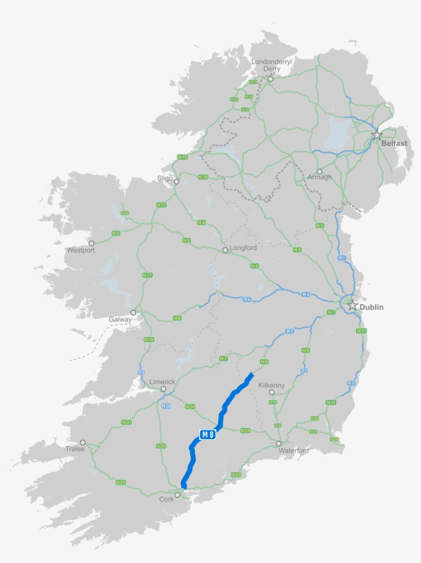 Irish Motorways Rough Draft For Discussion - Plain Map Of Ireland Png, transparent png