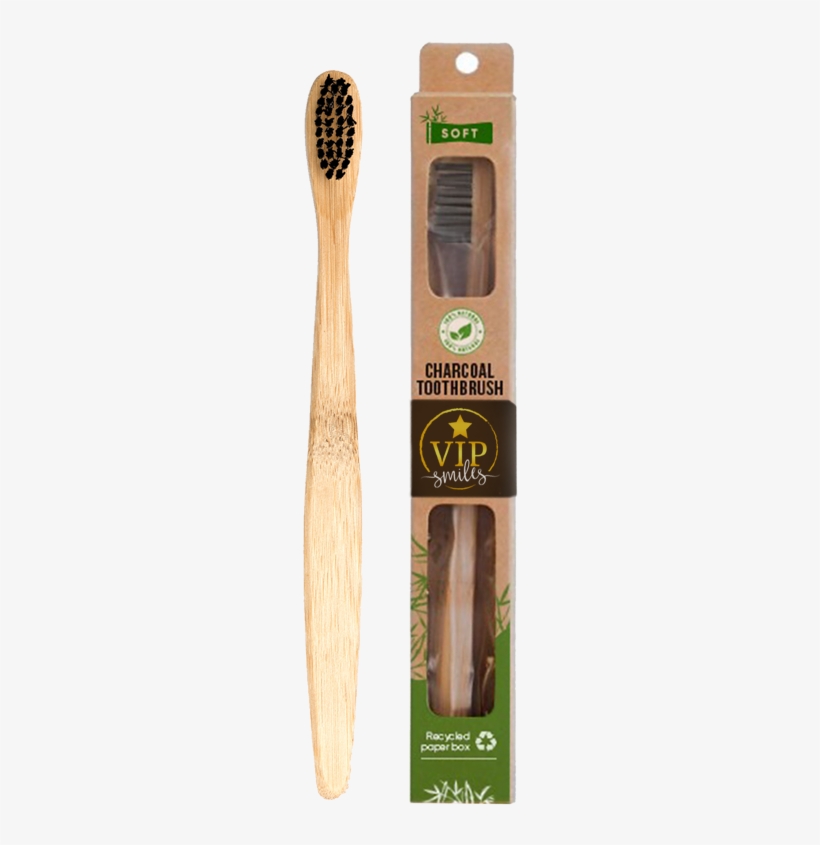 Charcoal Toothbrush With Bamboo Handle - Charcoal, transparent png