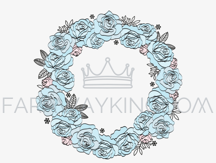 Blue Roses Wedding Flower Wreath Vector Illustration - Vector Graphics, transparent png