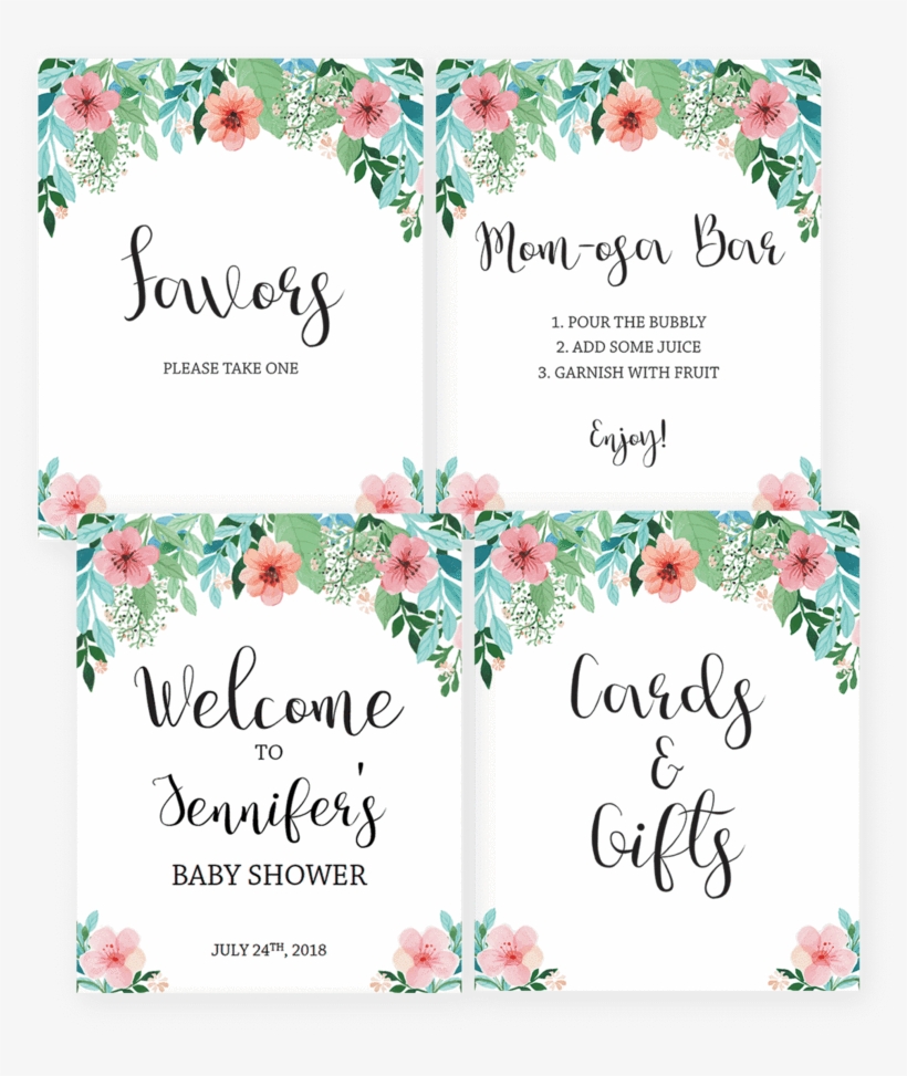 Printable Baby Shower Signs - Floral Baby Shower Signs, transparent png