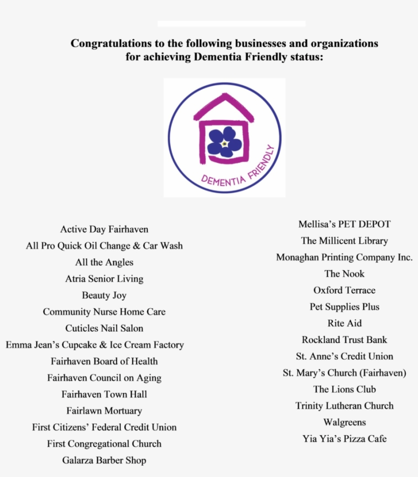 Fairhaven Dementia Friendly Businesses & Organizations - Community Nurse, transparent png