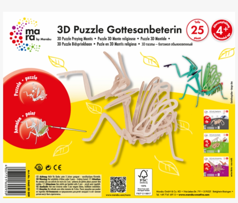 Mara 3d Puzzle Praying Mantis - Jigsaw Puzzle, transparent png