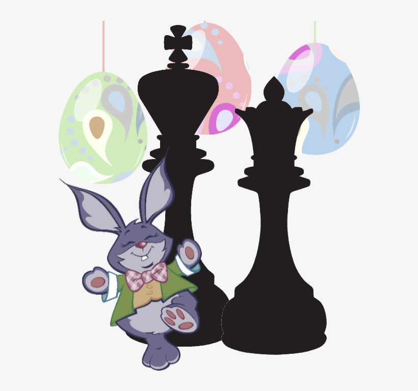Easter Bunny With Chess King And Queen Clipart - Clip Art, transparent png