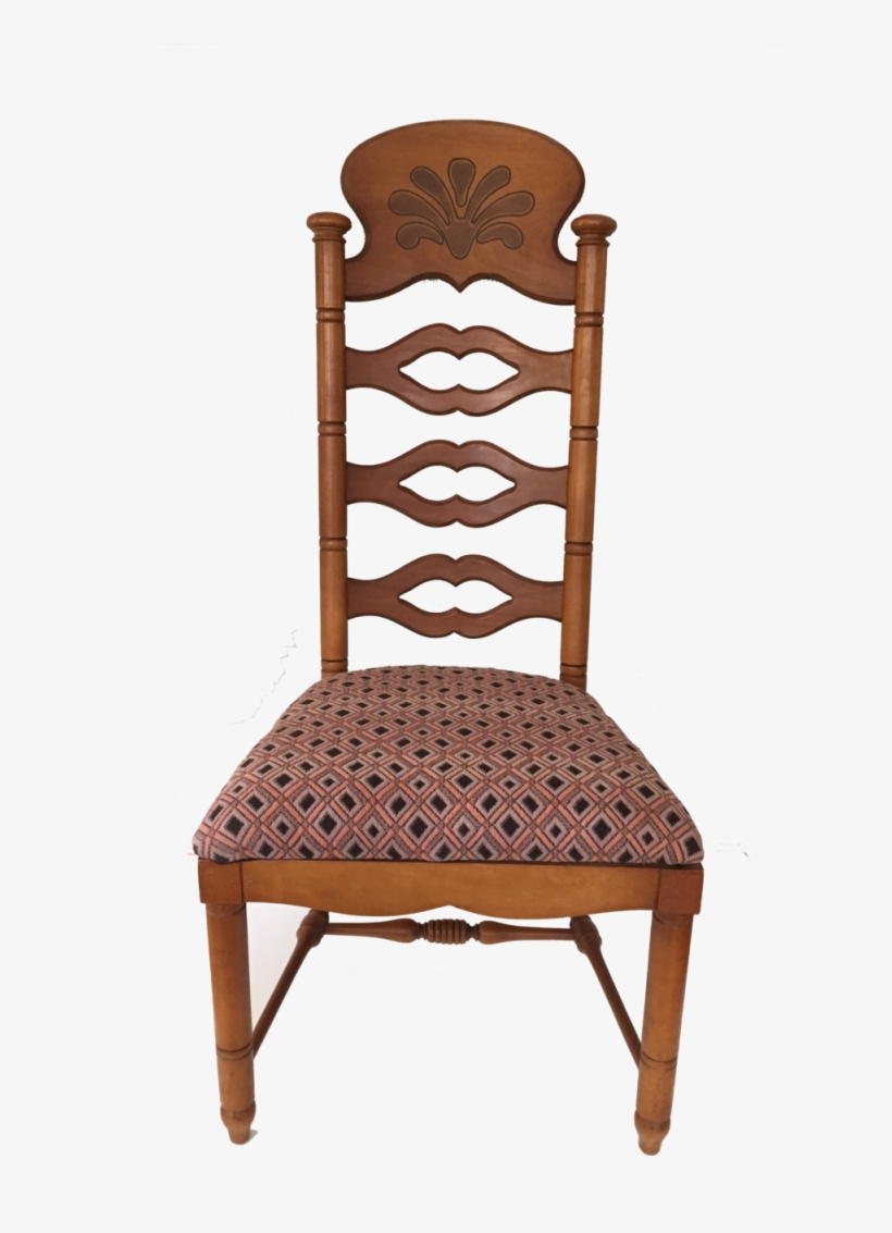 Ladder Back Chair With Cotton/wool Upholstery, transparent png