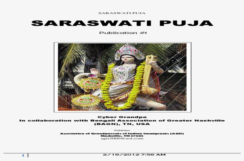 02 Saraswati Puja Global Bagn Final Feb 15, 2012 Pdf - Hindu Temple, transparent png