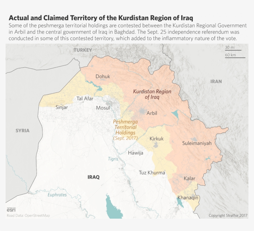 Actual And Claimed Territory Of Iraqi Kurdistan - Krg Controls In Iraq 2018, transparent png