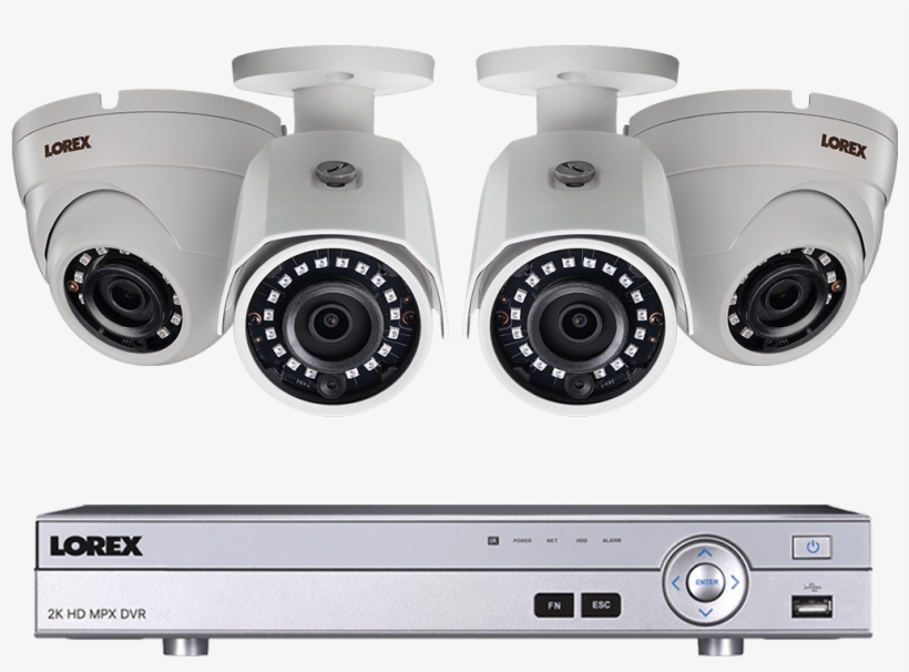 4 Channel 2k Hd Security Camera System With 4 2k Metal - Lorex Security Camera, transparent png