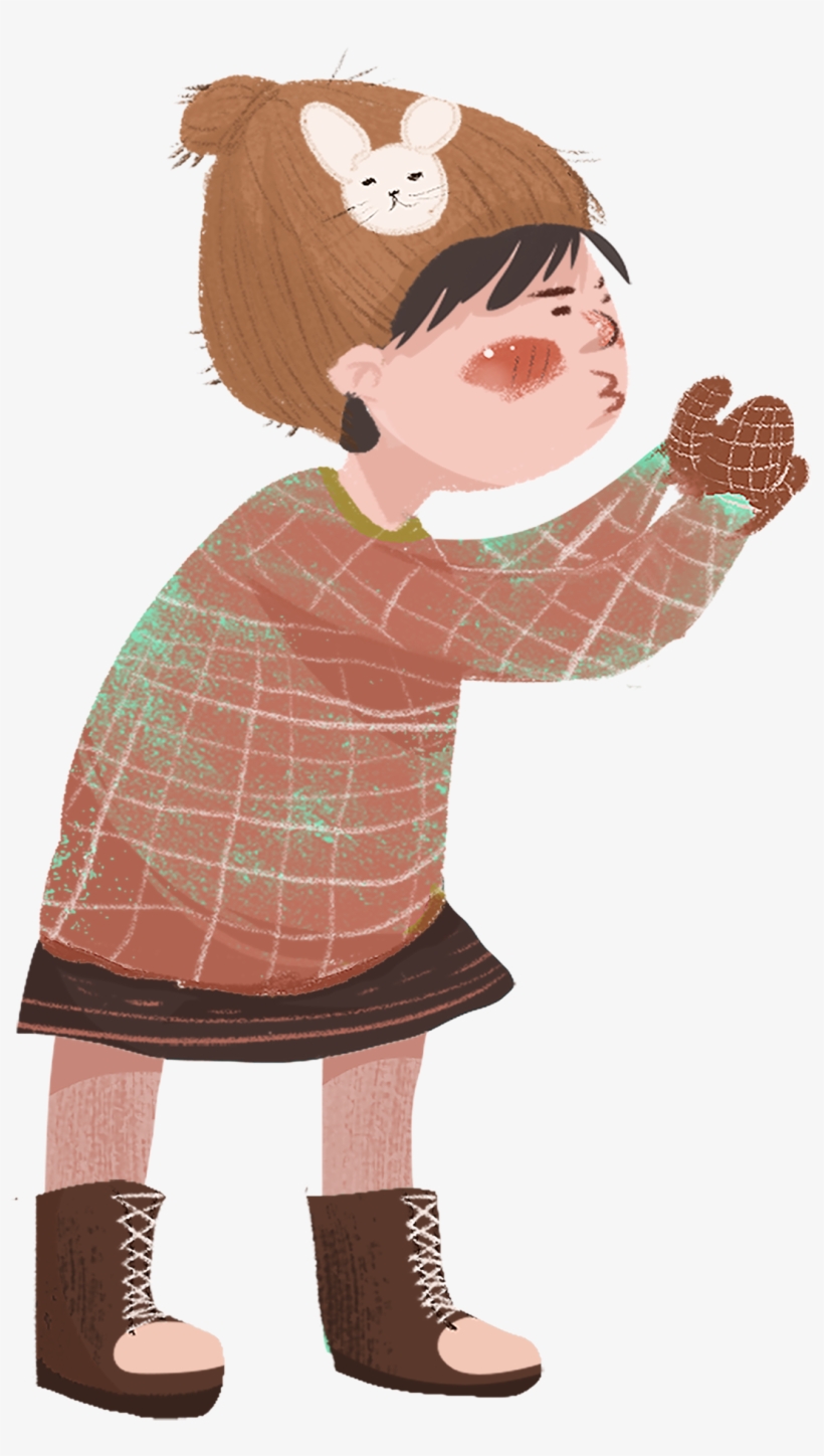 Retro Hand Drawn Girl Character Png And Psd - Cartoon, transparent png