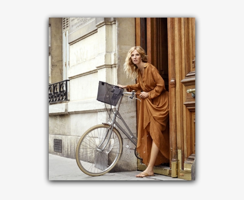 Kiberlain, French Actress In Paris, France - France Bicycle Fashion Style, transparent png