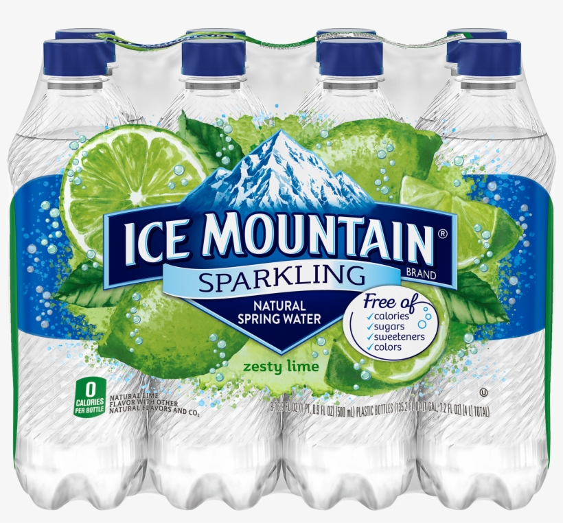 Ice Mountain Zesty Lime Sparkling Water, - Ice Mountain Sparkling Water 8 Pk, transparent png
