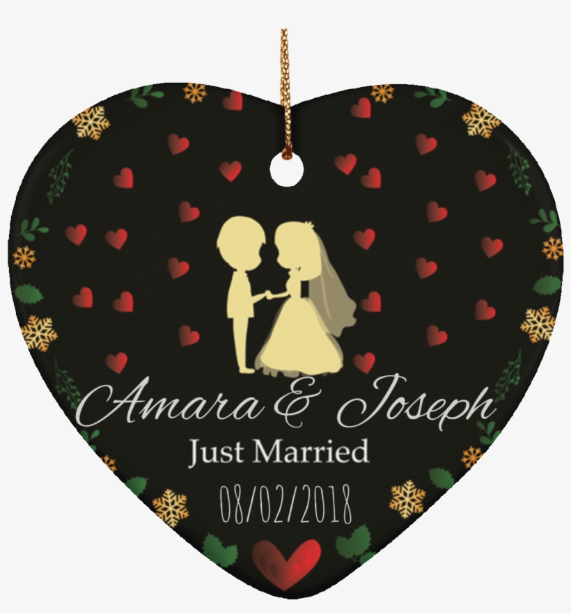 Personalized Heart Shaped Ornament For Newly Married - Amy Nails, transparent png