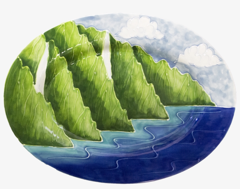 15" Oval Rim Platter Na Pali - Art, transparent png