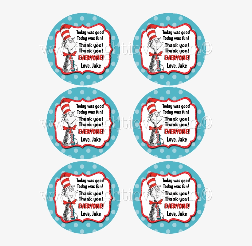 Seuss 1st Birthday Favor Tags - Dr Seuss Thank Yous, transparent png