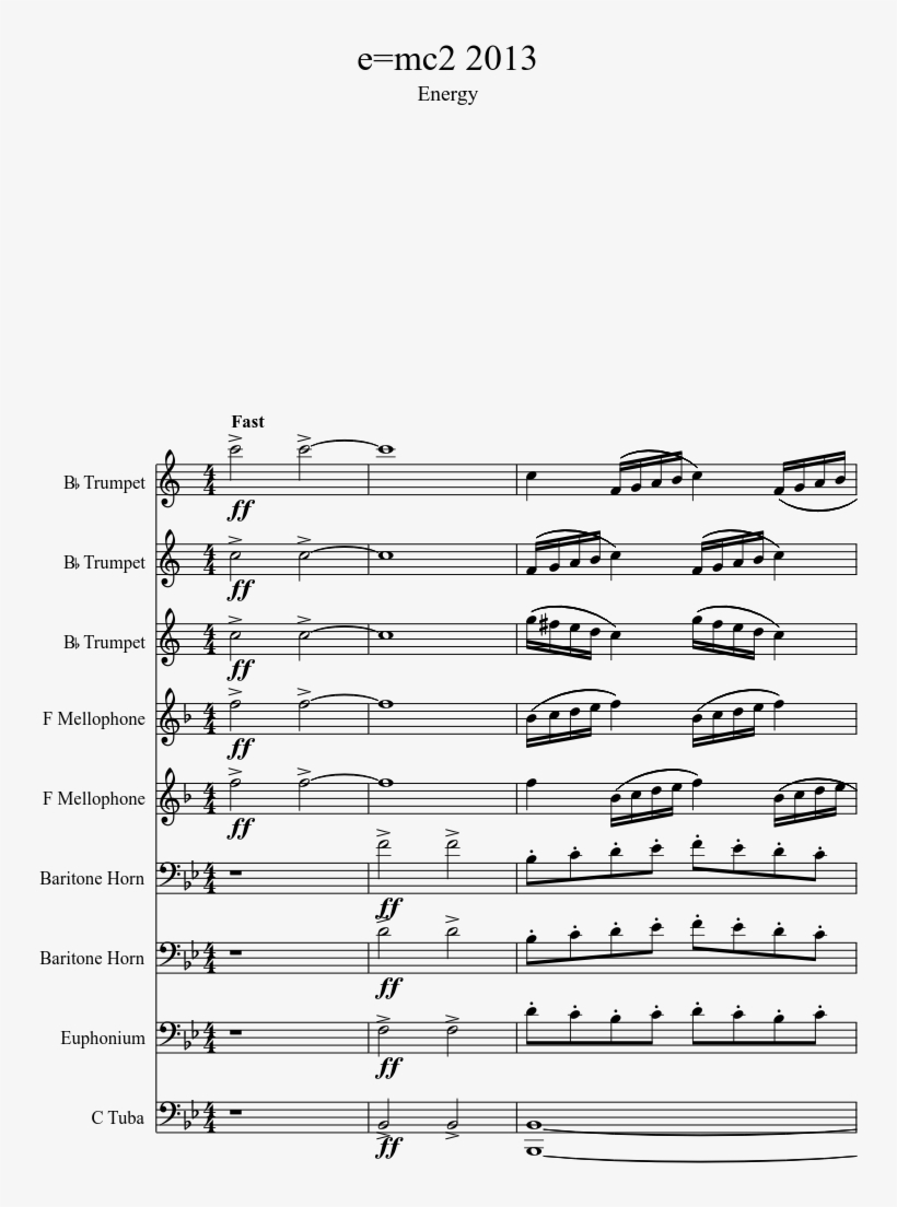 E=mc2 - Grandfather's Clock Euphonium Solo Sheet Music, transparent png