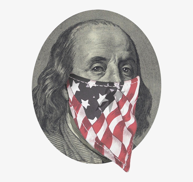Ben Franklin With Usa Flag Mask - Ben Franklin Hundred Dollar Png, transparent png