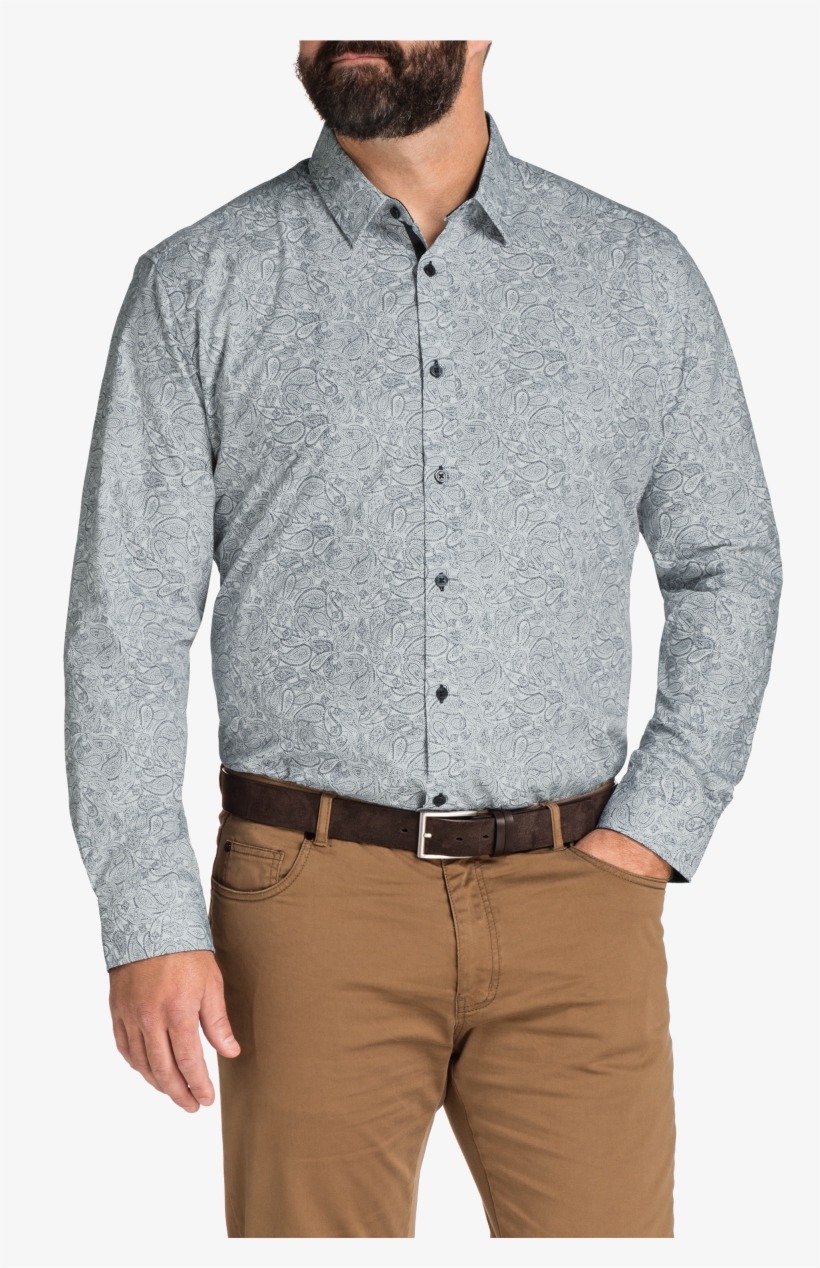 White Stone Paisley Print Shirt - Formal Wear, transparent png