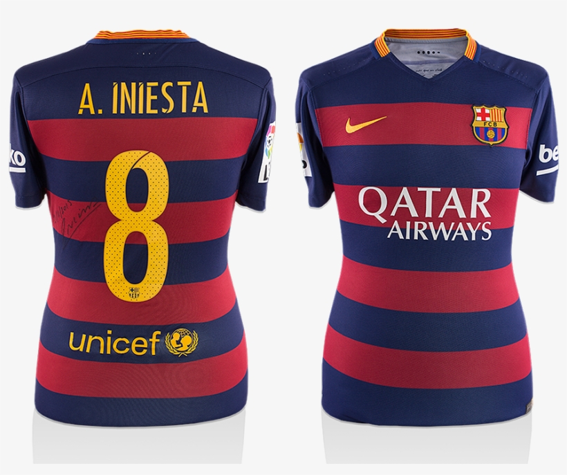 Andres Inesta Matchworn Barcelona Shirt - Sports Jersey, transparent png