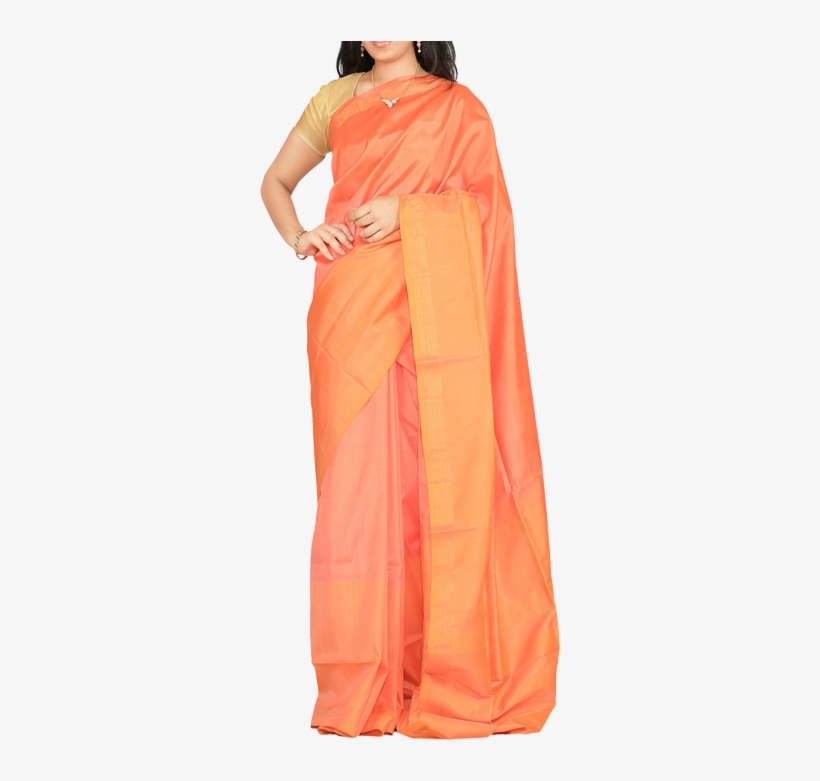 Silk Saree With Plain Design - Sari, transparent png