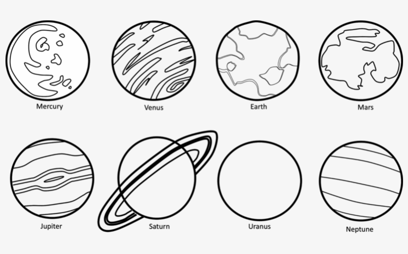 Planets Clipart Black U0026 W - Black And White Pictures Of Planets, transparent png