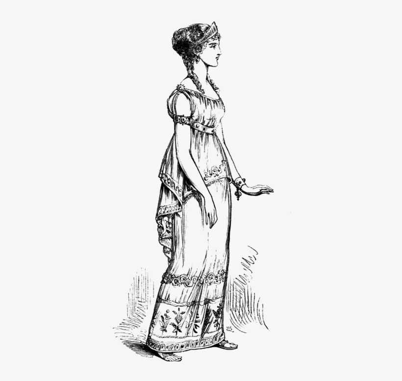 Vintage Women Crown Princess Clip Art - Sketch Of Vintage Women, transparent png