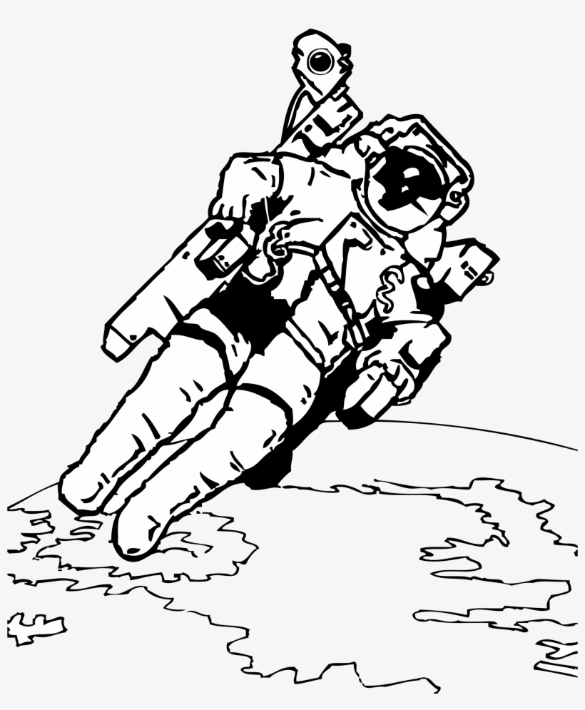 Banner Download Clipart Spacewalk Big Image Png - Astronaut In Space Coloring Pages, transparent png