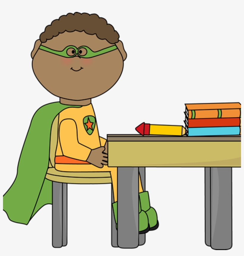 Superhero Clipart Free Superhero Clip Art Superhero - Boy Sitting At Desk Clipart, transparent png