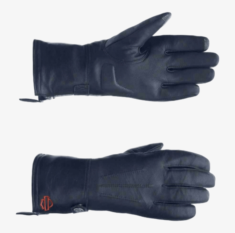 Women's Leather Touchscreen Gauntlet Gloves - Leather, transparent png