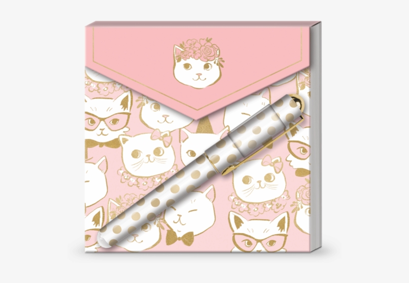 Fancy Cat Matchbook Note Pad With Pen - Cartoon, transparent png