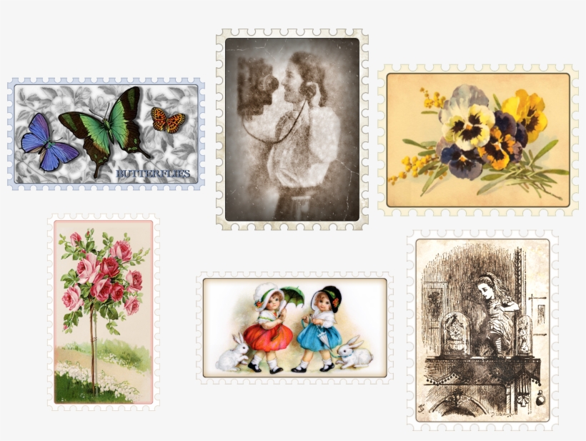 Vintage Stamp Collection - Scrapbooking, transparent png