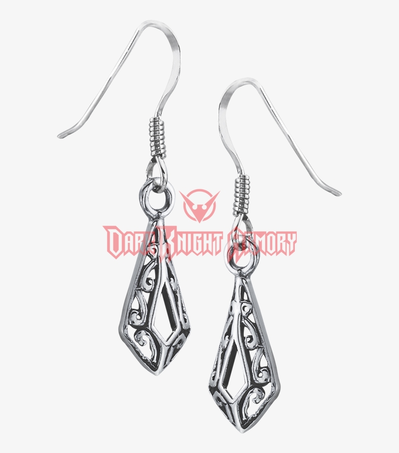 Sterling Silver Filigree Scrollwork Earrings - Earrings, transparent png